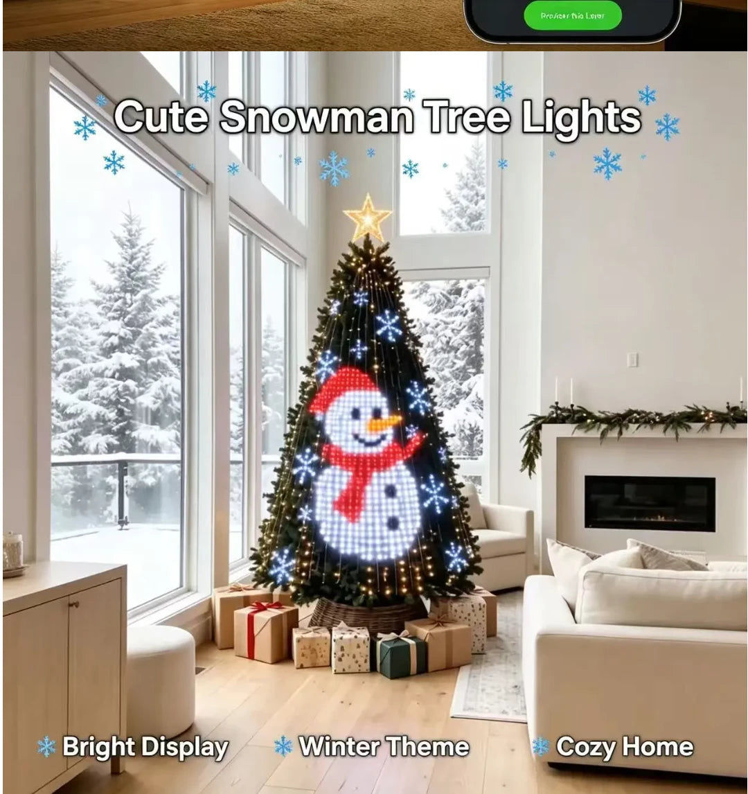 Cute snowman Christmas tree lights